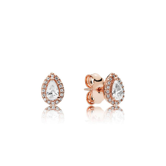 Teardrop Halo Stud Earring
