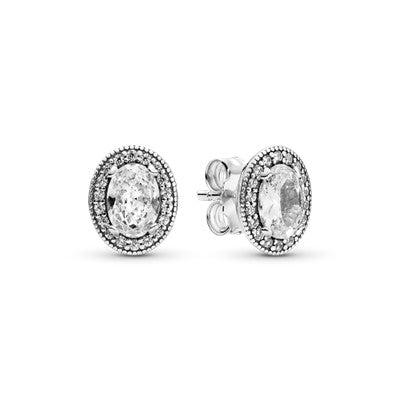 Oval Sparkle Halo Stud Earring