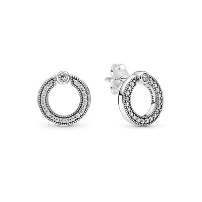 Pandora Pav?? & Logo Circle Reversible Stud Earrings