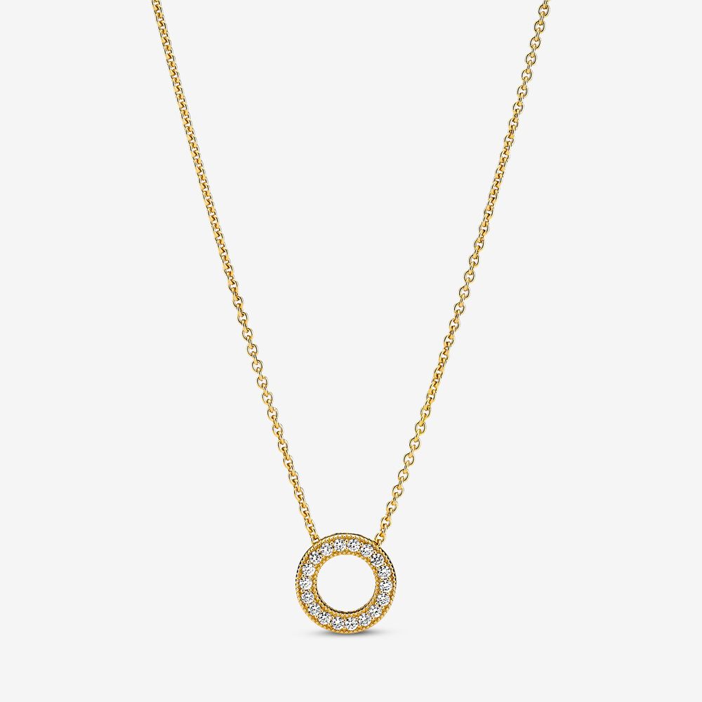 Pandora Shine Logo Pave Circle Collier Necklace