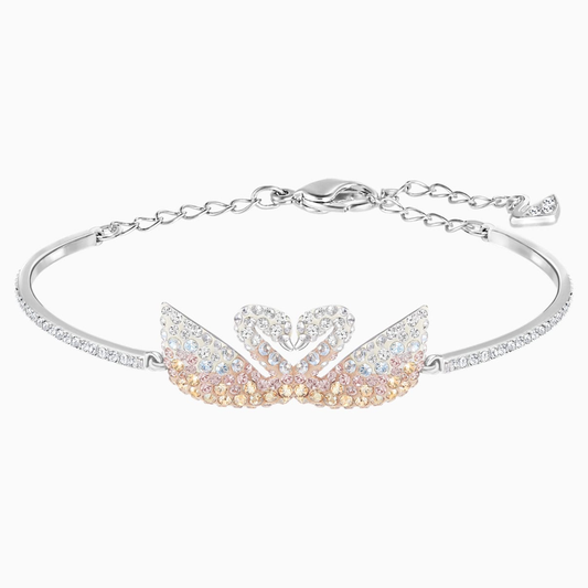 Swarovski Iconic Double Swan Bracelet,Multi-colour, Rhodium Plating