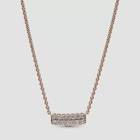 Pandora Timeless Pave Double-row Bar Collier Necklace