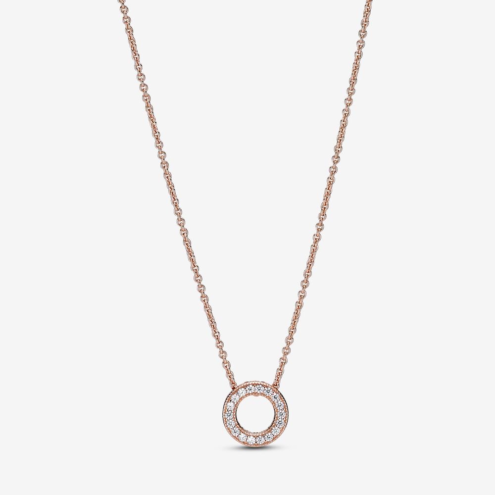 Pandora Small Logo Pave Circle Collier Necklace