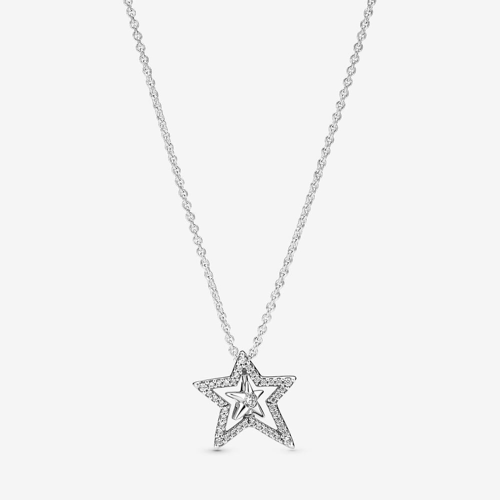 Pave Asymmetric Star Collier Necklace
