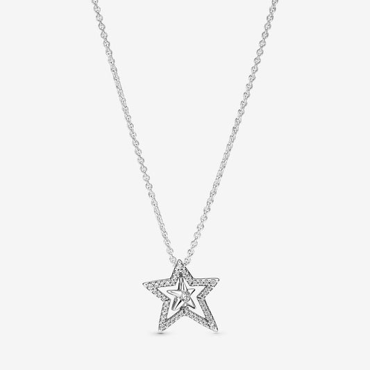 Pave Asymmetric Star Collier Necklace