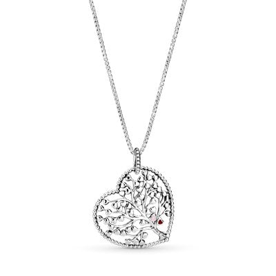 Family Tree Heart Pendant Necklace