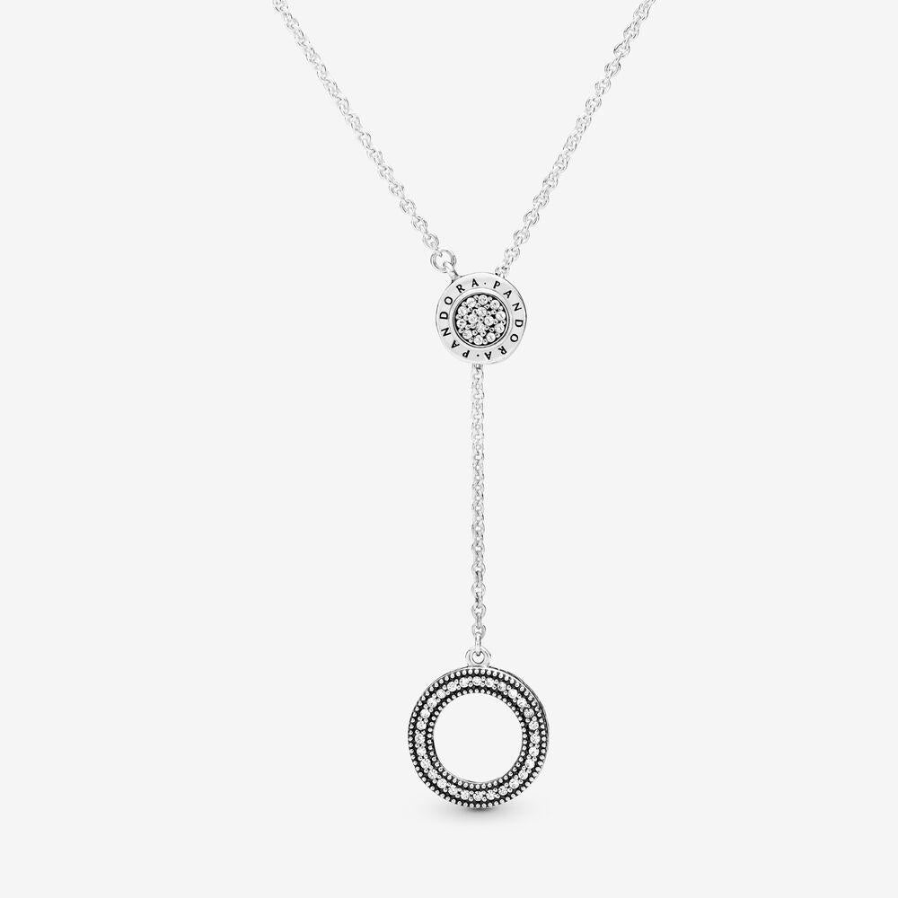 Pandora Logo Pave Circle Y-Necklace