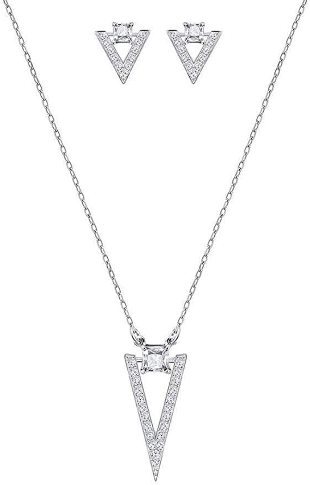 Swarovski Funk Necklace and Earring Set, Rhodium Plated