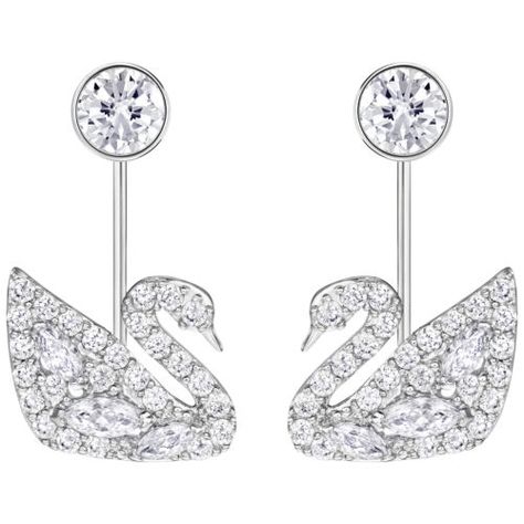 Swarovski Swan Lake Pierced Earring Jacket, White, Rhodium Plated