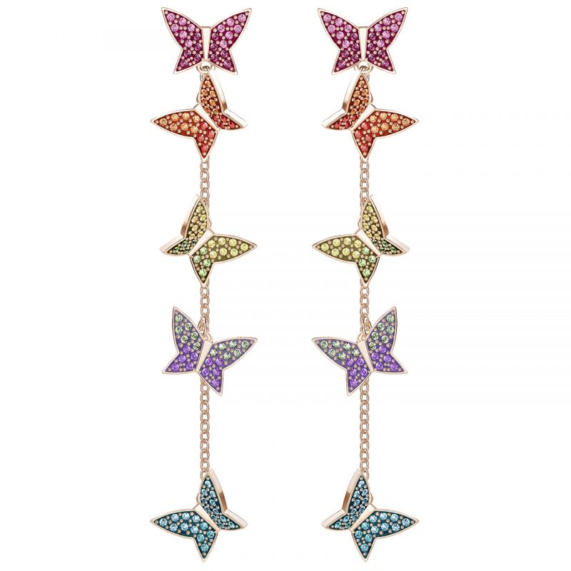 Swarovski Lilia Pierced Earring, Multi-coloured, Rose Gold Tone Plated