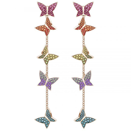 Swarovski Lilia Pierced Earring, Multi-coloured, Rose Gold Tone Plated