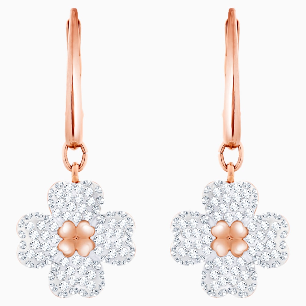 Swarovski Latisha Pierced Earring, White, Rose Gold Tone Plated