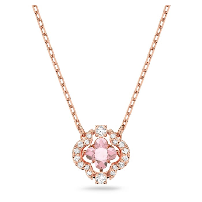 Swarovski Sparkling Dance Necklace Clover, Pink, Rose gold-tone plated
