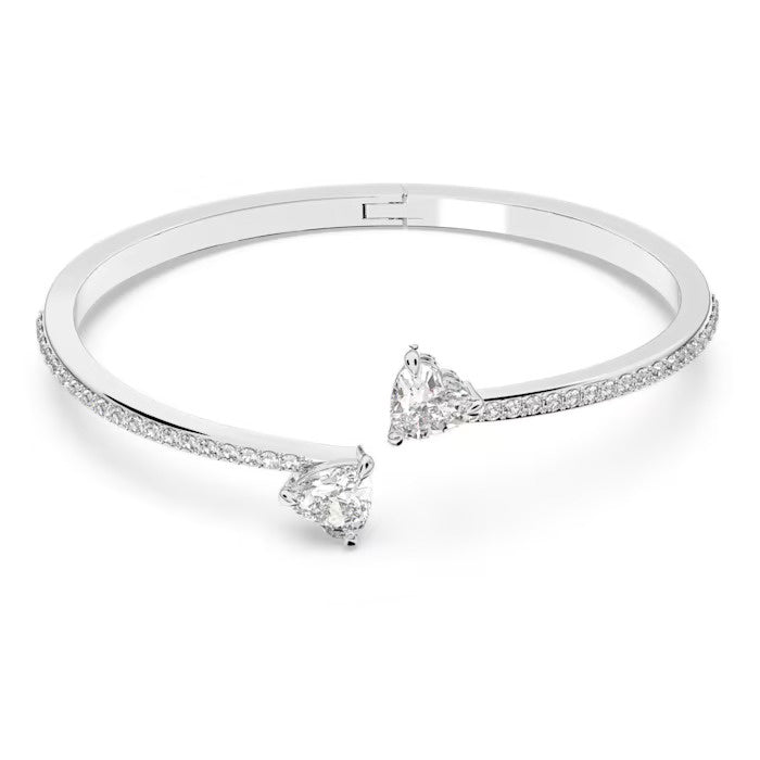 Swarovski Attract Soul bangle Heart, White, Rhodium plated