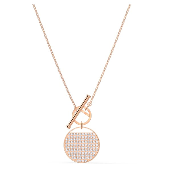 Swarovski Ginger T Bar necklace, White, Rose gold-tone plated
