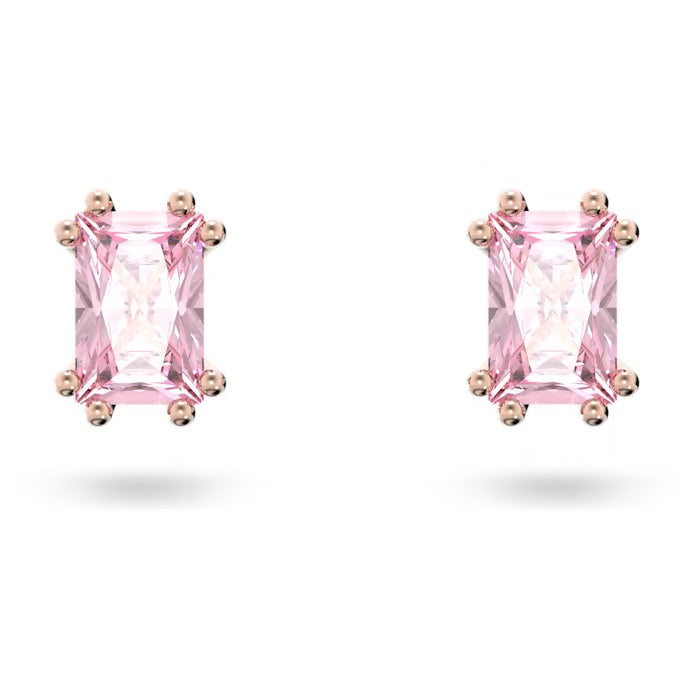 Swarovski Stilla stud earrings Cushion cut, Pink, Rose gold-tone plated