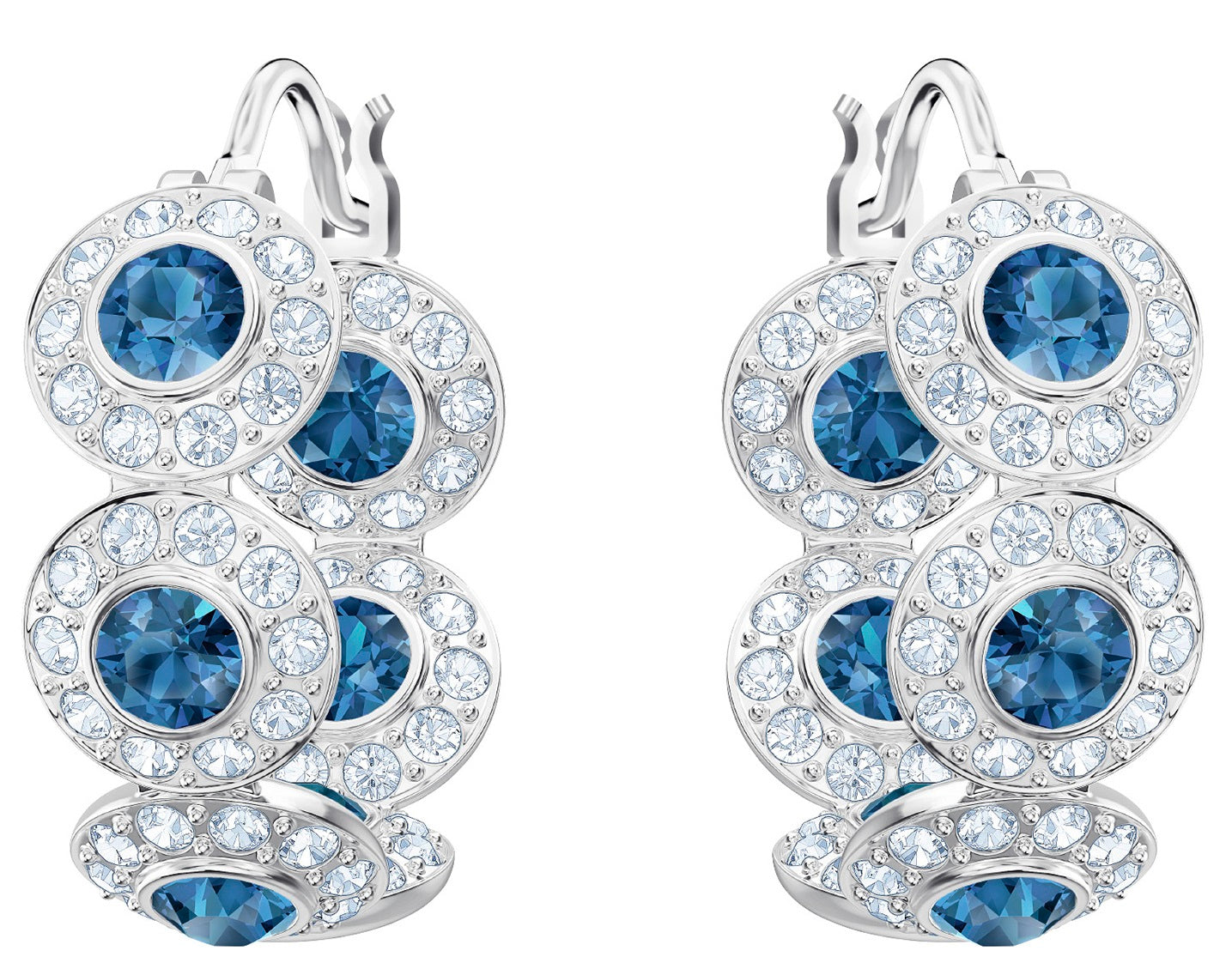 Swarovski Angelic Pierced Hoop Earring, Blue, Rhodium Plated