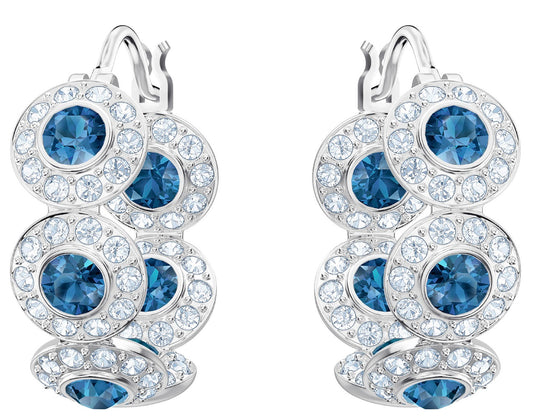 Swarovski Angelic Pierced Hoop Earring, Blue, Rhodium Plated