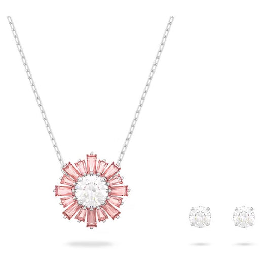 Sunshine set, Pink, Rhodium plated