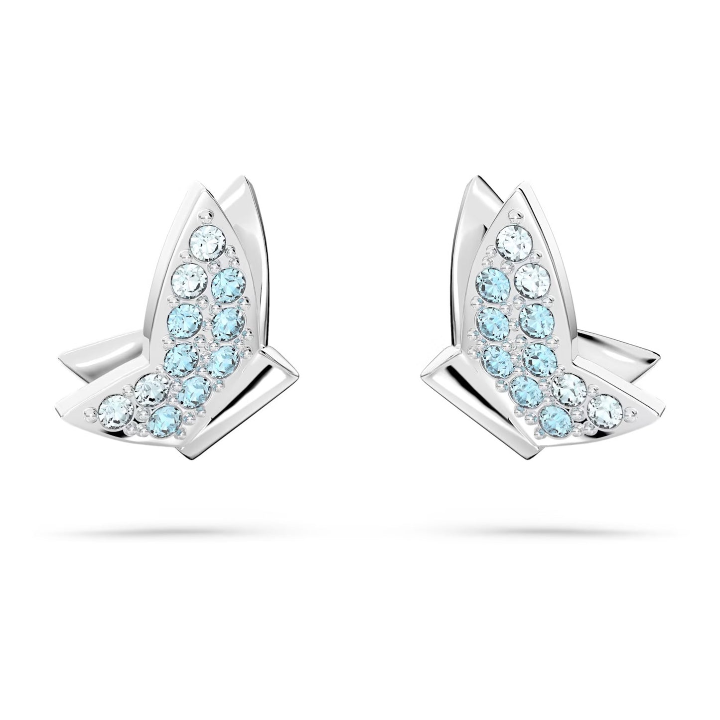 Swarovski Lilia stud earrings Butterfly, Blue, Rhodium plated