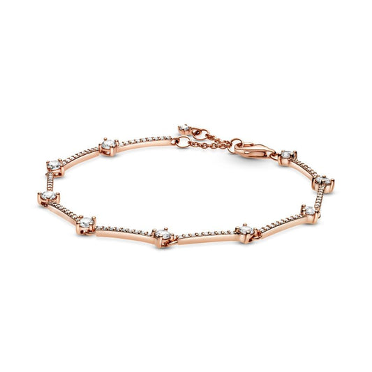Rose Sparkling Pave Bars CZ Bracelet