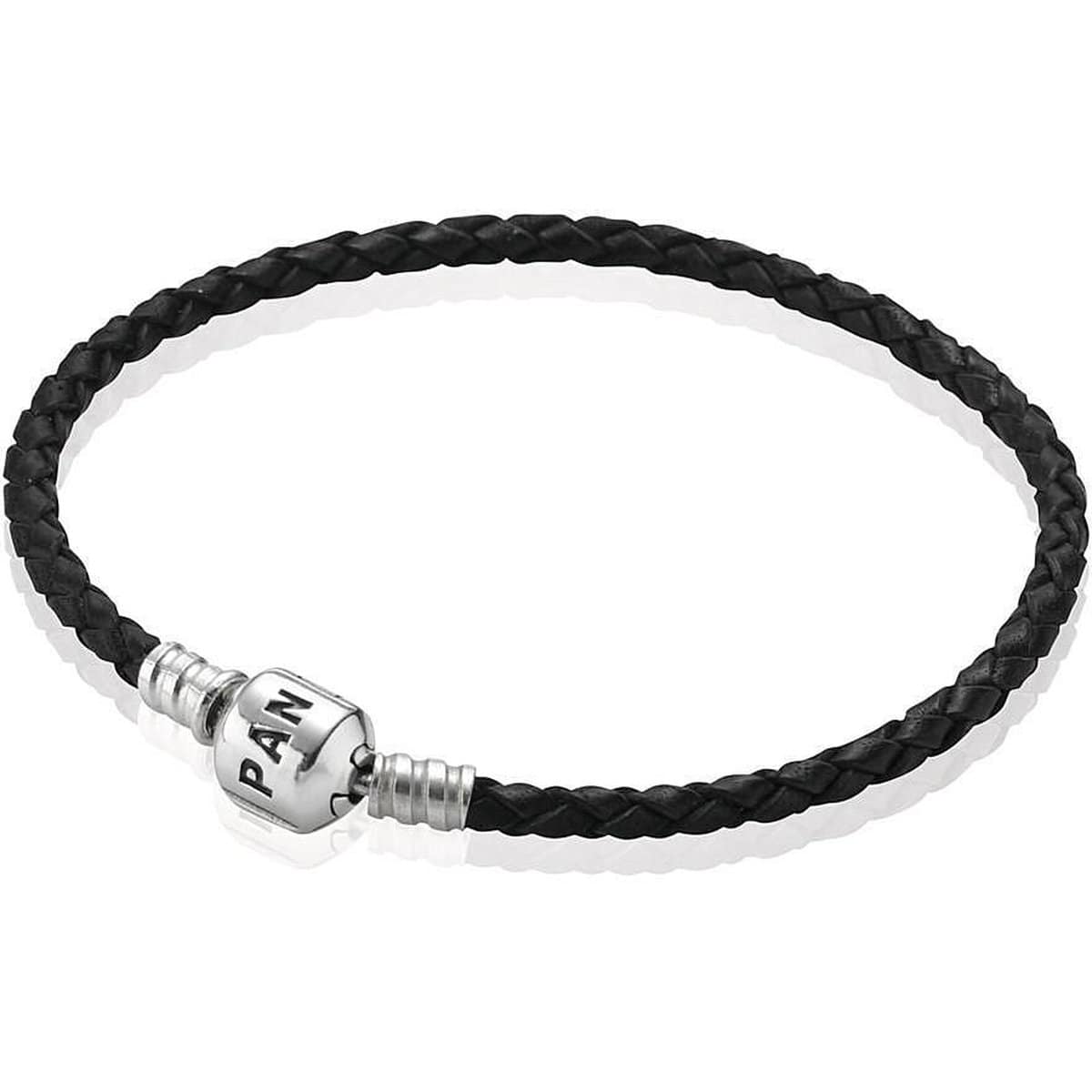 Pandora Double Black Leather Barrel Clasp Bracelet