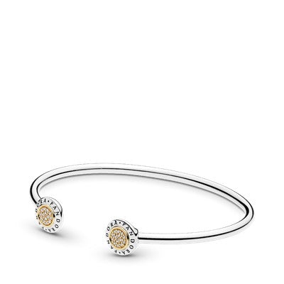 Pandora Silver With Gold Signature Open Bangle