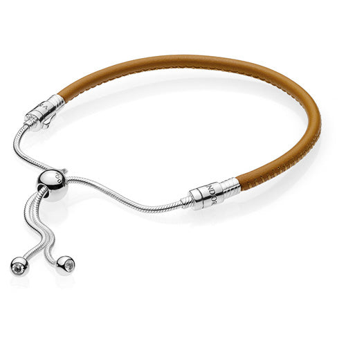 Pandora Moments Brown Leather Slider Bracelet