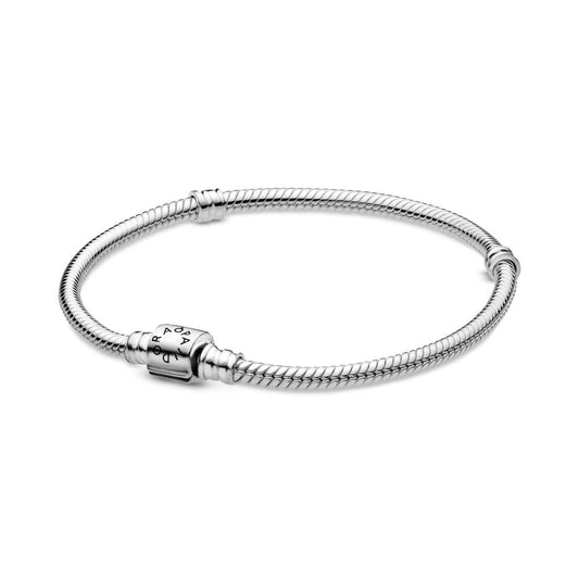 Pandora Silver Moments Snake Chain Thin Barrel Clasp Bracelet