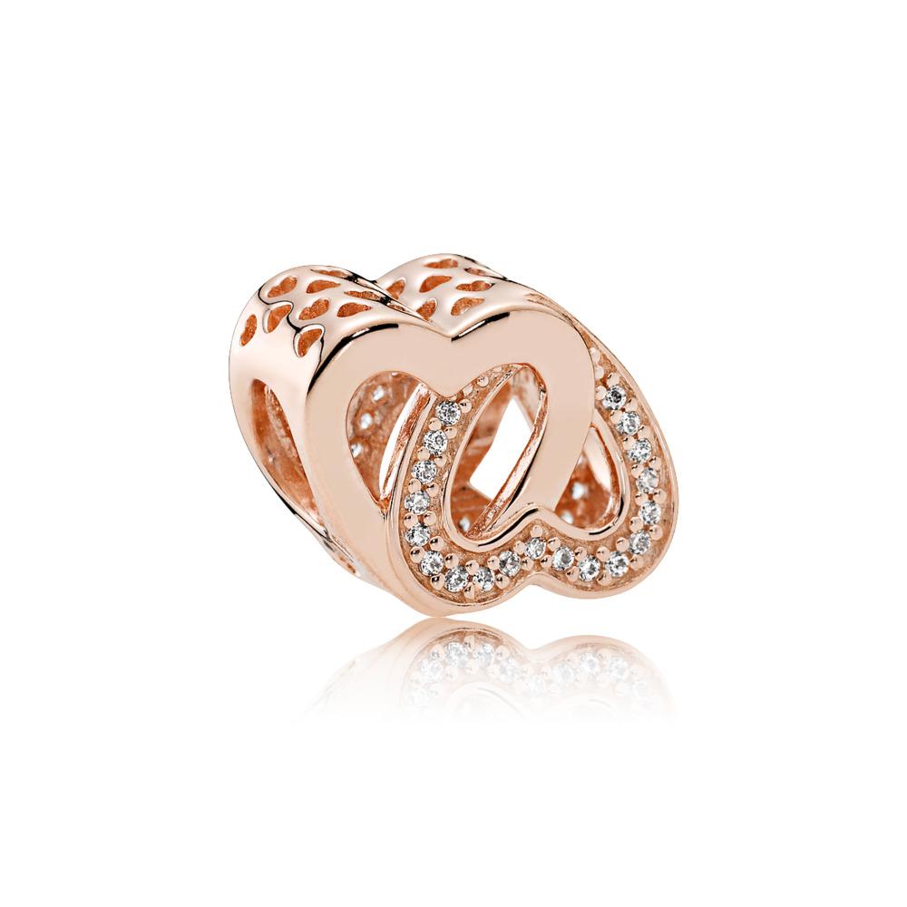 Rose Entwined Hearts Charm