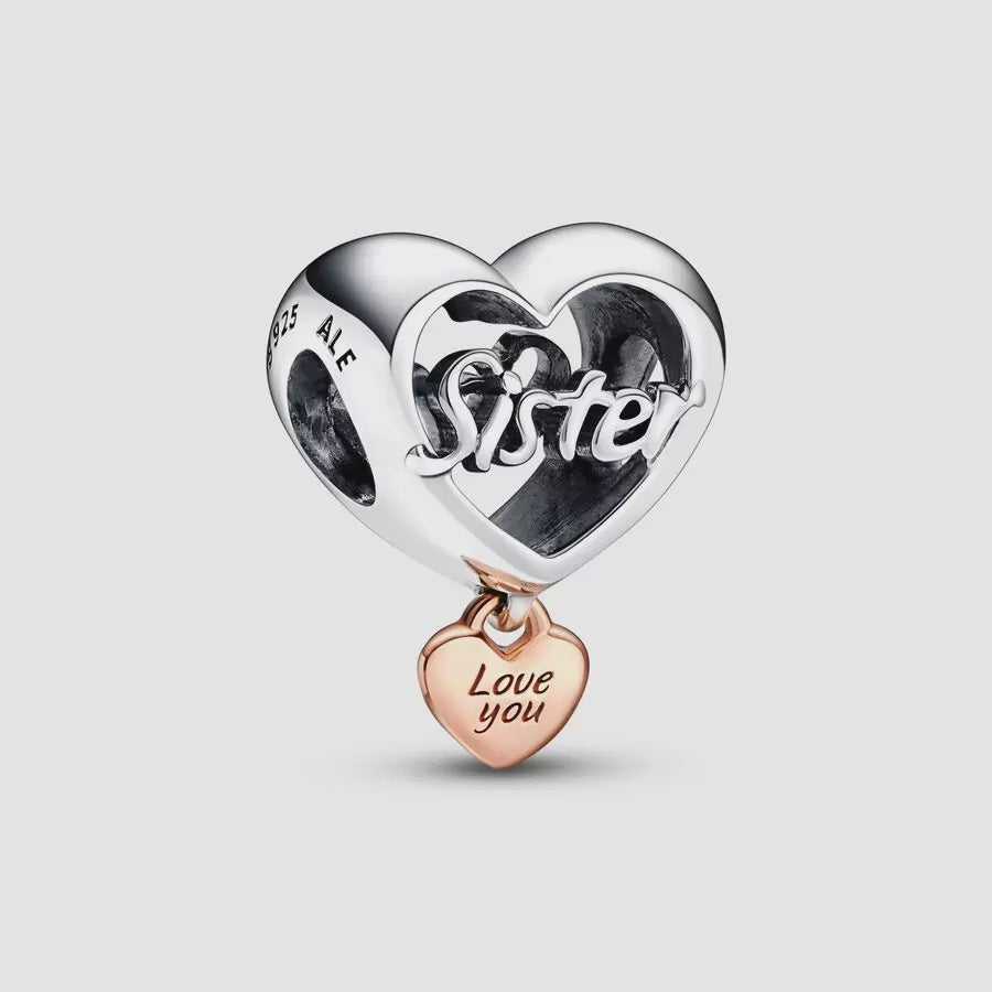 Love You Sister Heart Charm