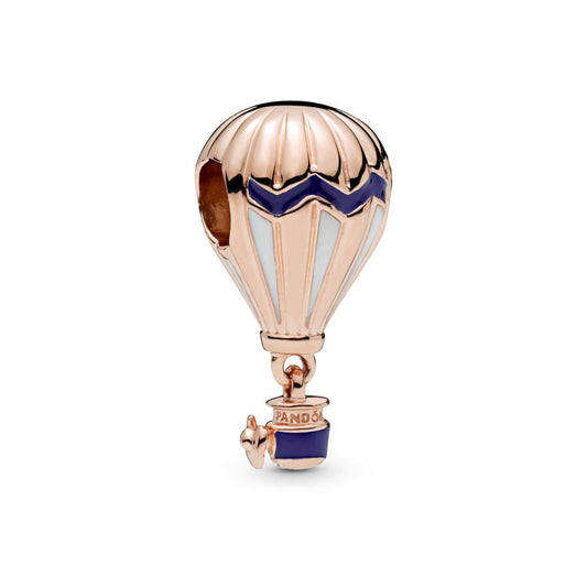 Rose Blue Hot Air Balloon Travel Charm