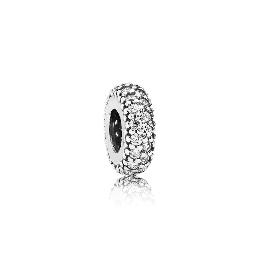 Silver Clear Sparkle Spacer Charm