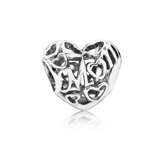 Openwork Mom Heart Charm
