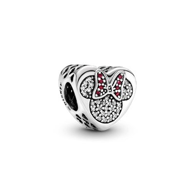 Disney Mickey Mouse & Minnie Mouse Pave Heart Charm