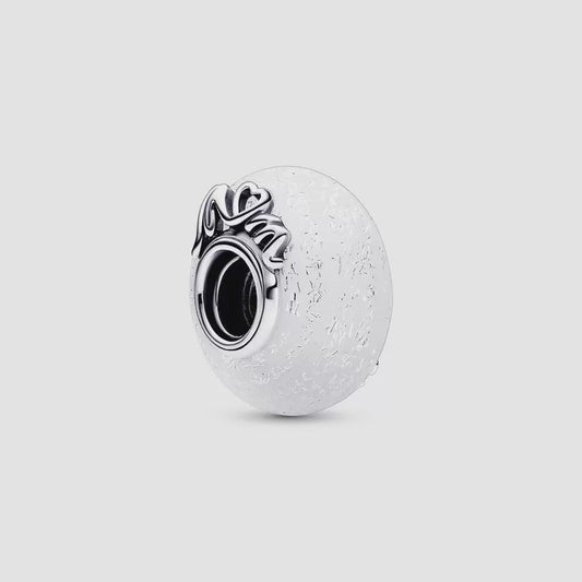 Glittery White Murano Glass Mum & Love Charm