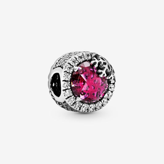 Sparkling Cerise Pink Snowflake Charm