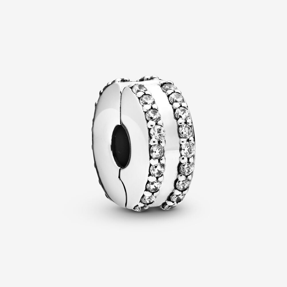 Double Lined Pave Clip Charm