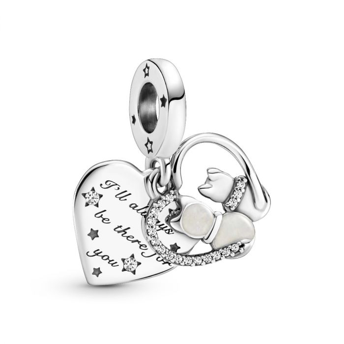 Linked Sister Hearts Split Dangle Charm