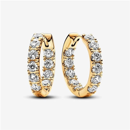Sparkling Row Eternity Hoop Earrings