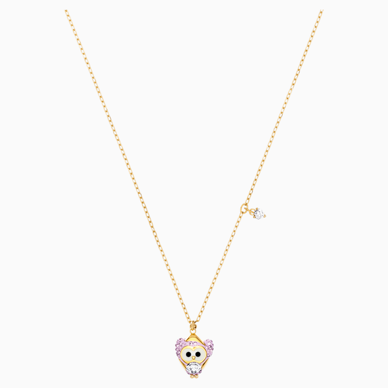 Swarovski Little Snow Owl Pendant, Multi-colored, Gold tone plated
