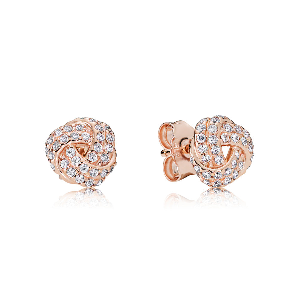 Rose Shimmering Knot Stud Earring