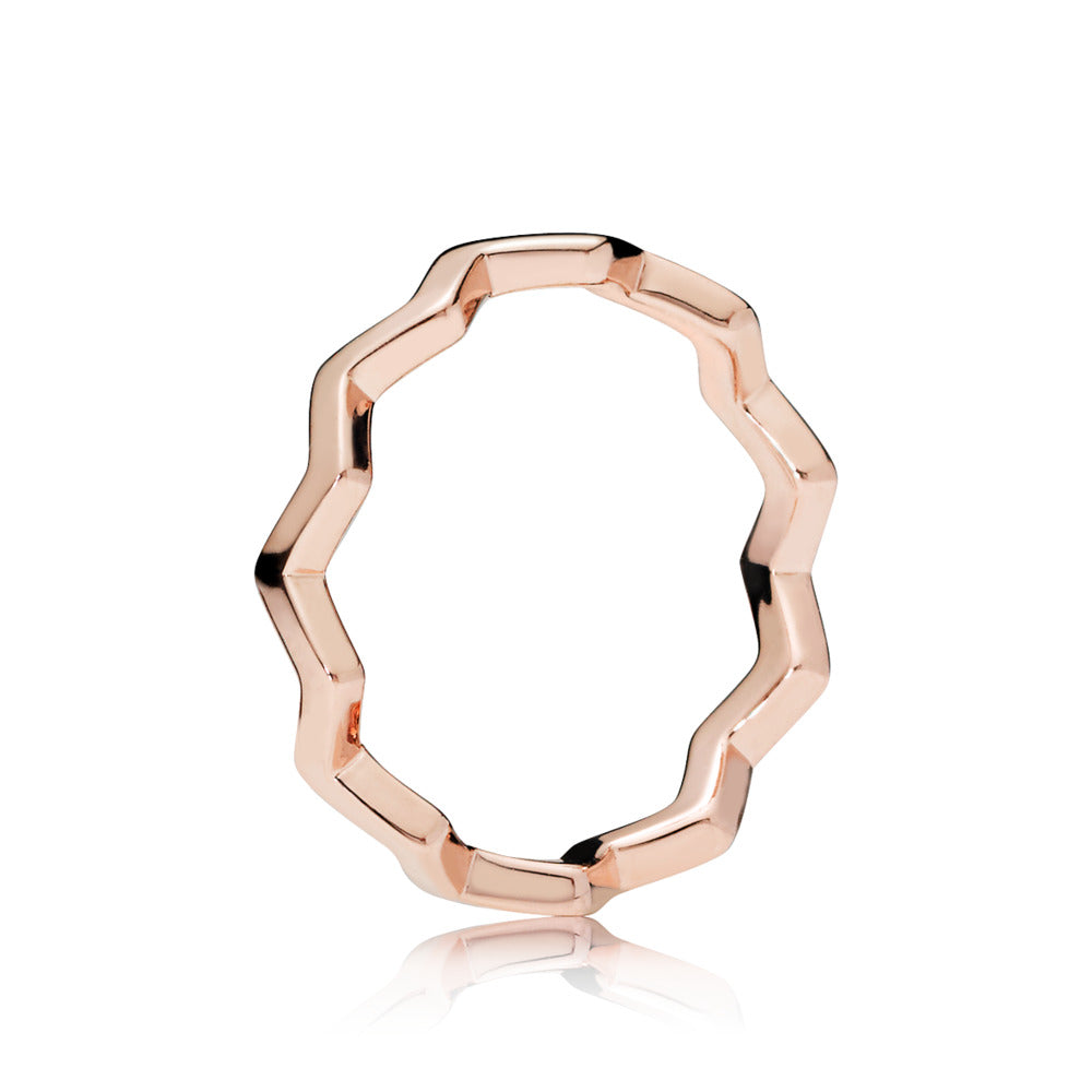 Rose Polished Zigzag Ring