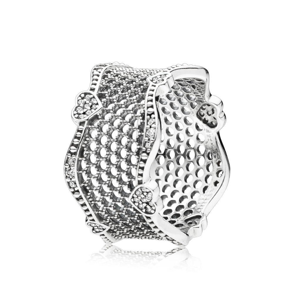 Pavé Hearts Lace Ring