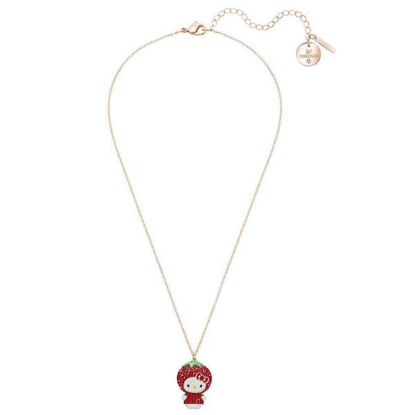Swarovski Hello Kitty Strawberry Necklace, Mixed Colour, Rose Gold Plating