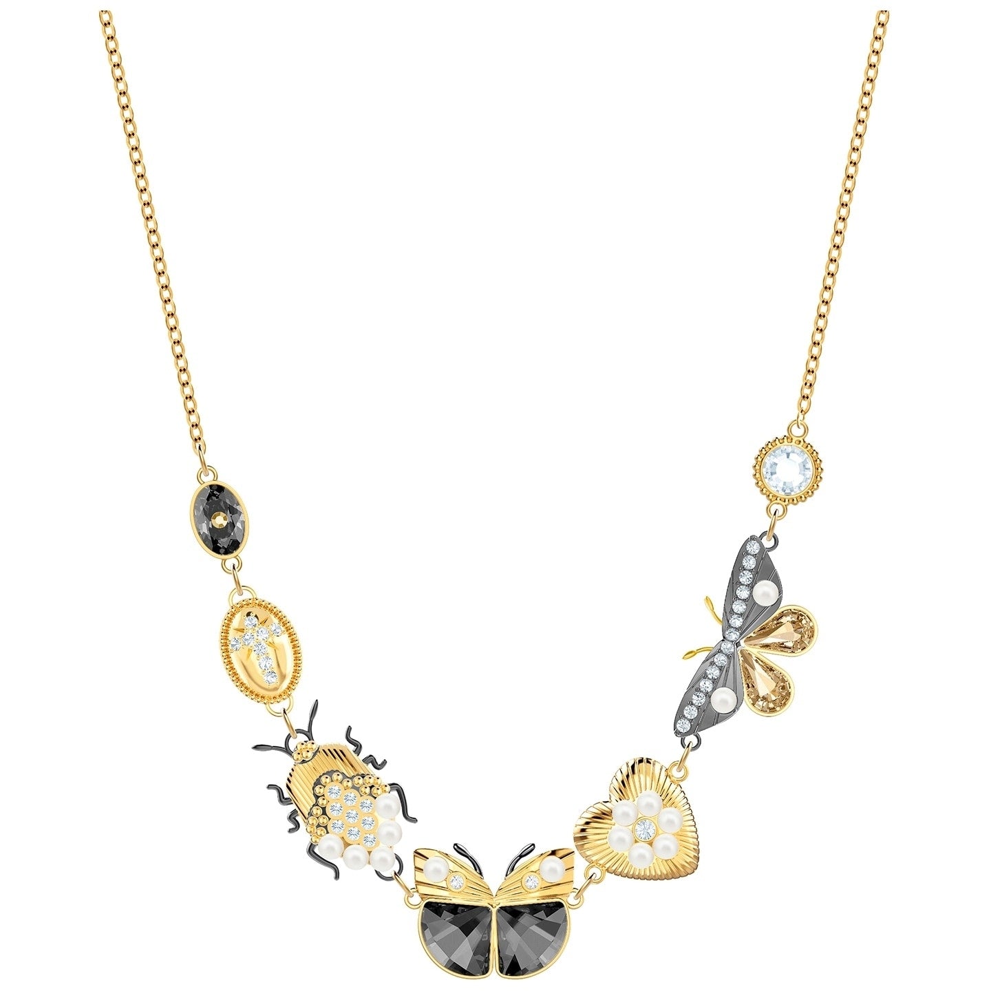 Swarovski Magnetic Necklace, Multi-colored, Gold plated