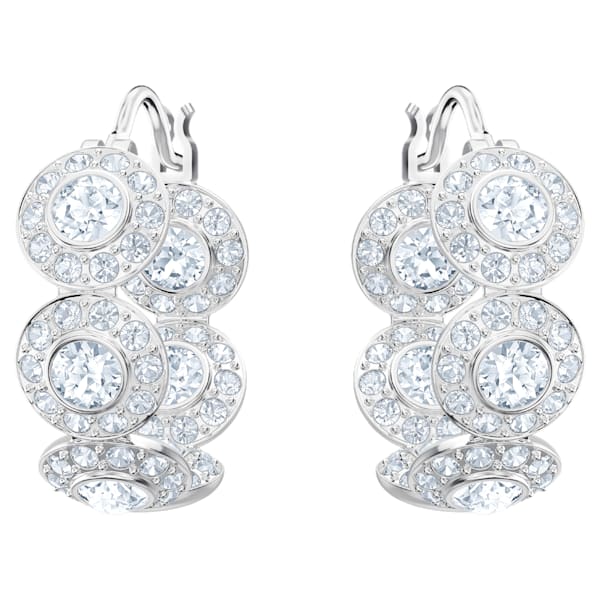 Swarovski Angelic Hoop Pierced Earring, White, Rhodium plated