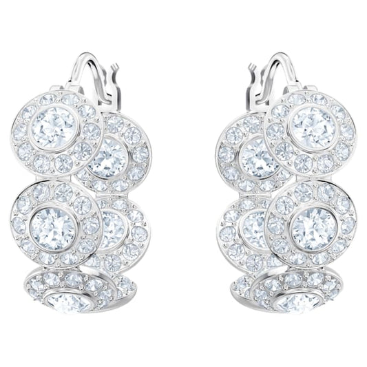 Swarovski Angelic Hoop Pierced Earring, White, Rhodium plated