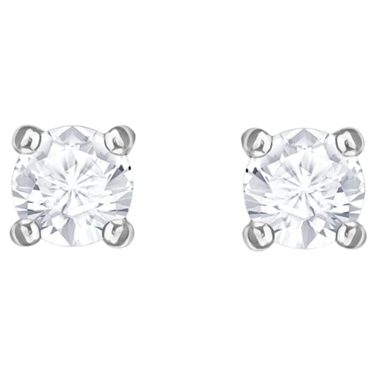 Swarovski Attract Round Pierced Earring, White, Rhodium plated