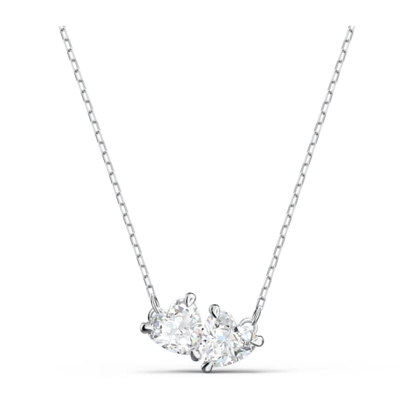 Mesmera Necklace Heart, White, Rhodium plated
